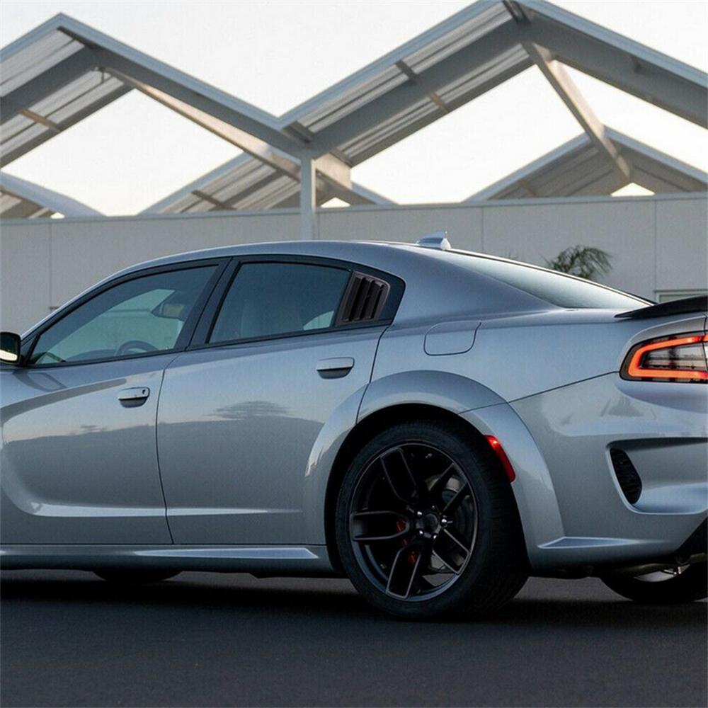 2Pcs Rear Side Window Vent Louver Cover For Dodge Charger 2011-2021 Glossy Black
