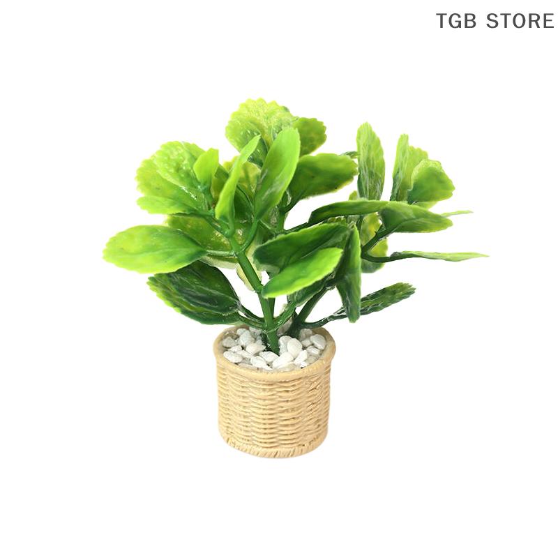 1 шт. Модель горшка с зеленым растением для кукольного домика, миниатюрное деревянное корыто, декор для микроландшафта, украшения, игрушки для ролевых игр