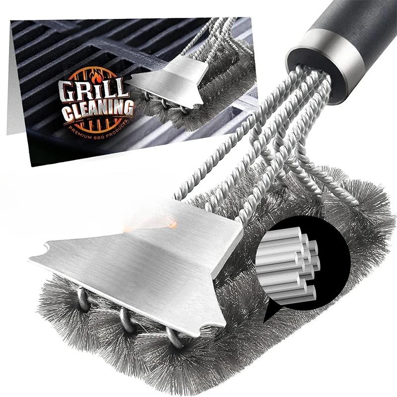 1PC Safe Grill Brush and Scraper with Deluxe Handle Grill Cleaner Brush Stainless Steel Bristle Grill Brush Accessories