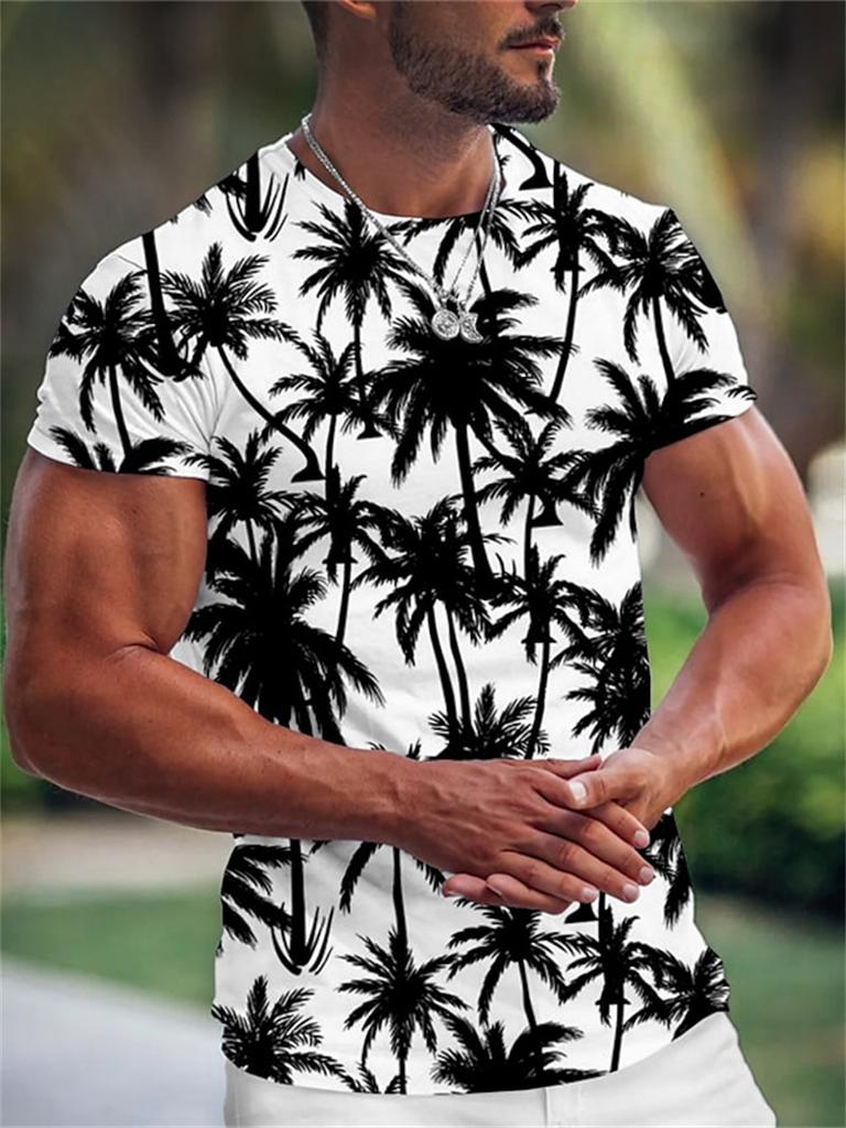 Summer Hawaiian Men's T-shirt 3d Print Tree Graphic T Shirt Fashion Short Sleeve Clothing Oversized Camiseta Streetwear Tee Tops
