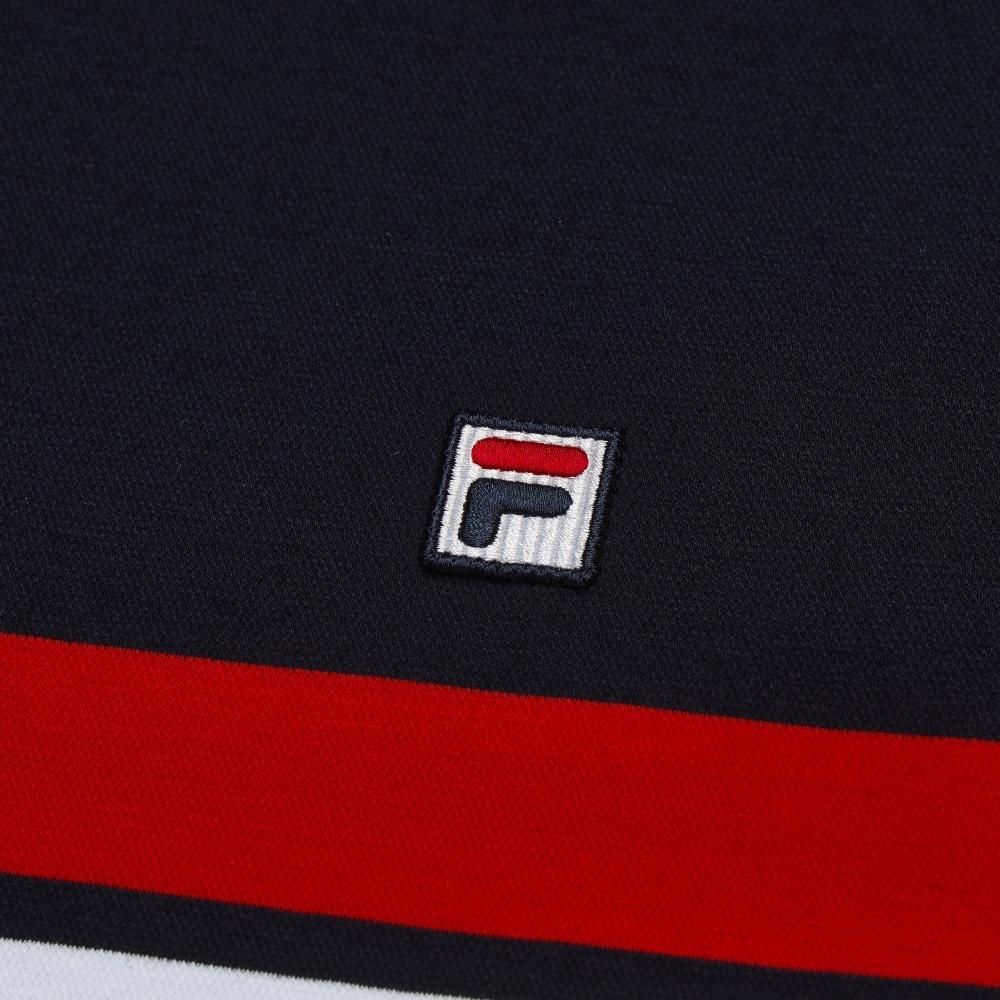 Fila Теннисная мода Ретро Удобная Простая Полосатая Универсальная Повседневная Спортивная Футболка Мужские топы Королевский синий A11M533105F-NV