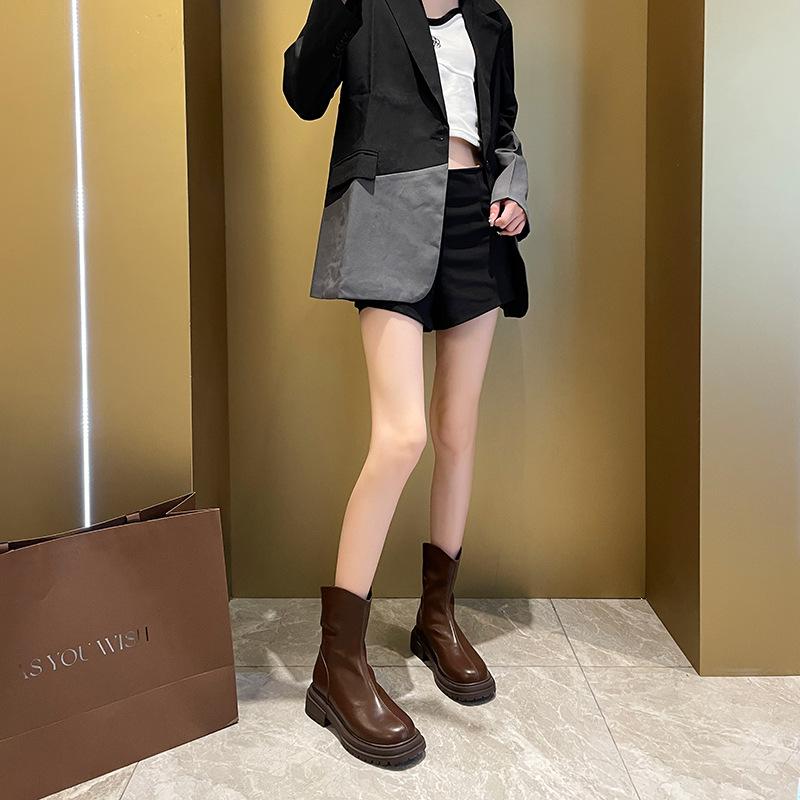 Ботинки мартин на толстой подошве женские зимние утепленные и расширенные короткие ботинки большого размера женские ботинки толстый каблук бархат