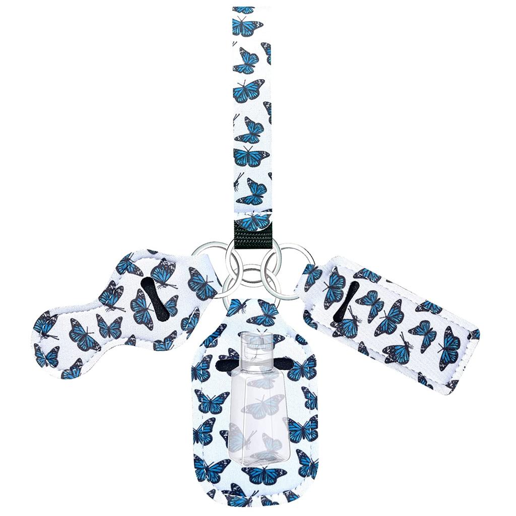 Chapstick Holder Watercolor Butterfly-style Neoprene Lipstick Holder Keychains Clip-On Lipstick Sleeve Pouch