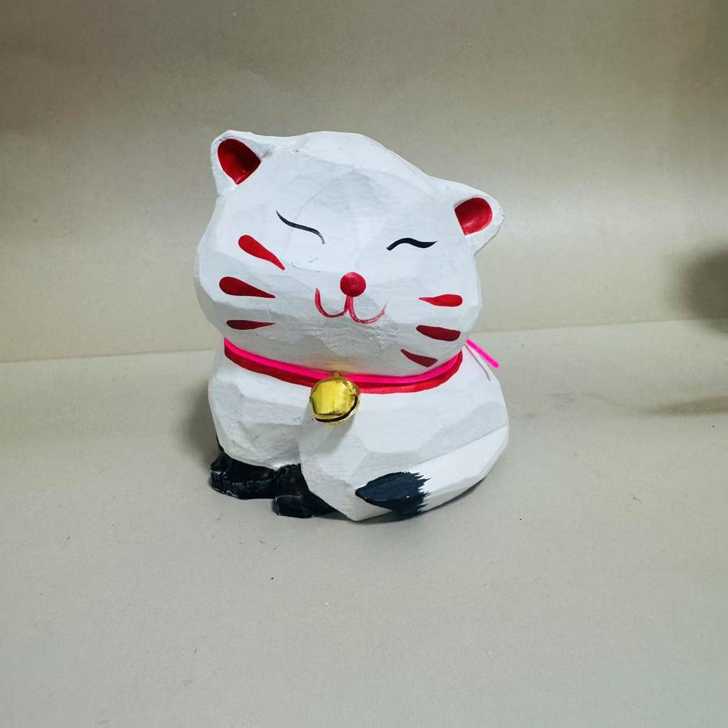 Деревянная фигурка кошки Коллекционная Ручная работа Декор Для подарков и праздников