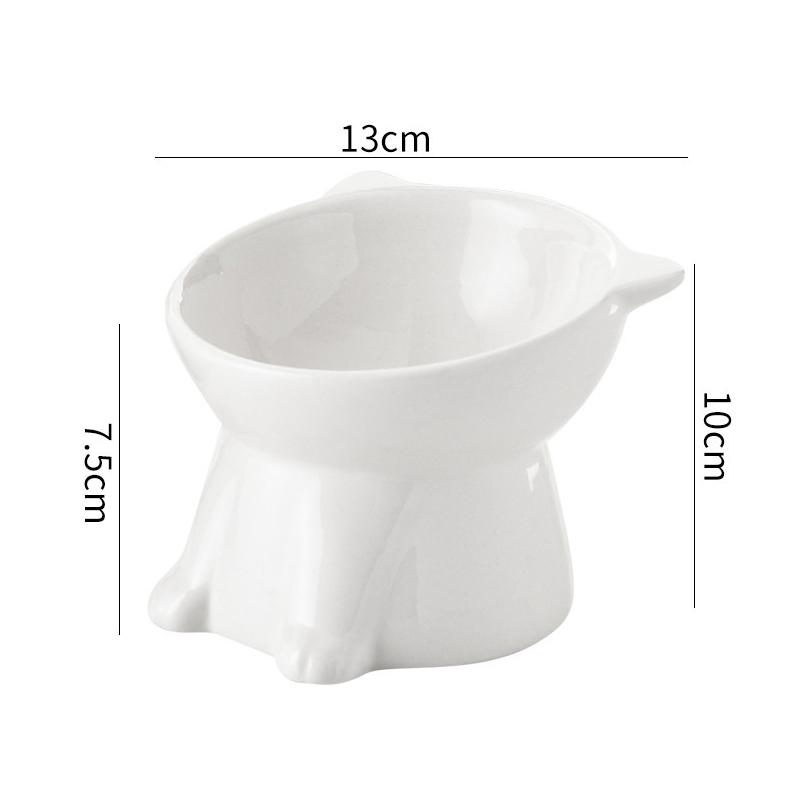Pet Cat Food Bowl 15 Degree Slanted Tall Stand Anti-tip for Neck Protection Comfortable Feeding in Kitchen or Living Room
