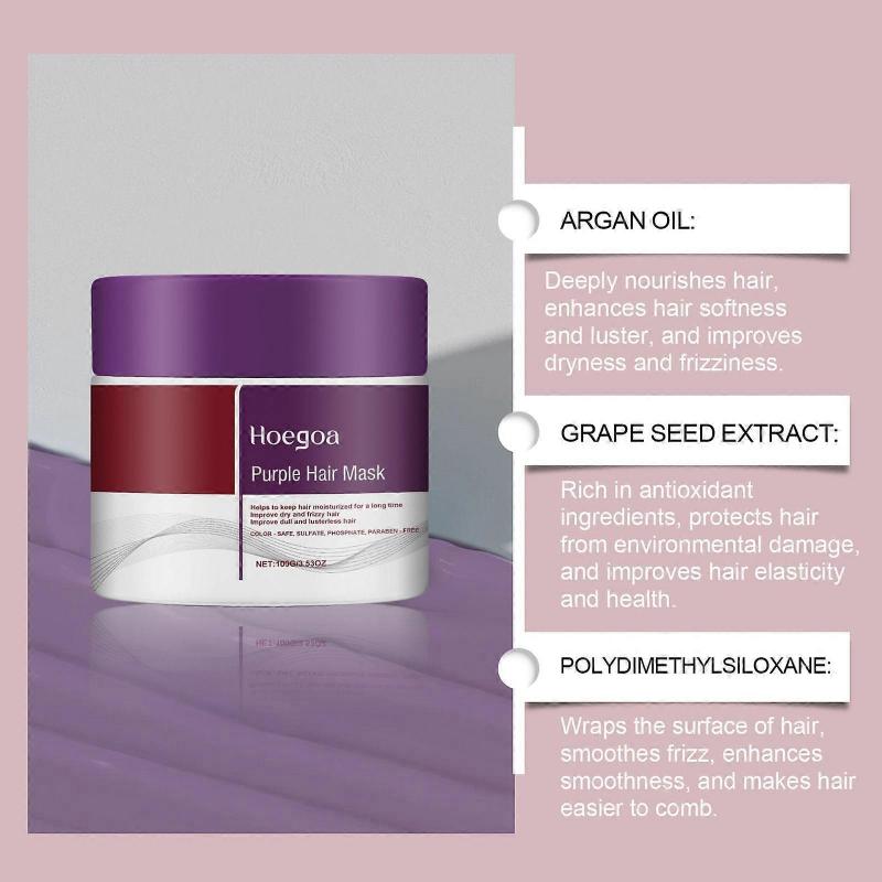 Набор: Фиолетовая маска для волос Maca и фиолетовый шампунь, Фиолетовый шампунь с экстрактом маки, Нейтрализует рыжие и желтые оттенки для осветленных, серебристо-серых, мелированных волос