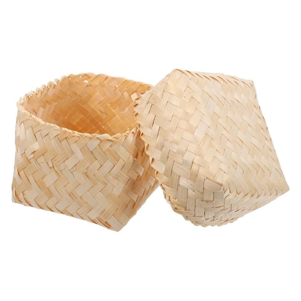Reusable Bamboo Woven Gift Box Handmade Wedding Cookies Candy Box Bamboo Teas Tin Party Decoration