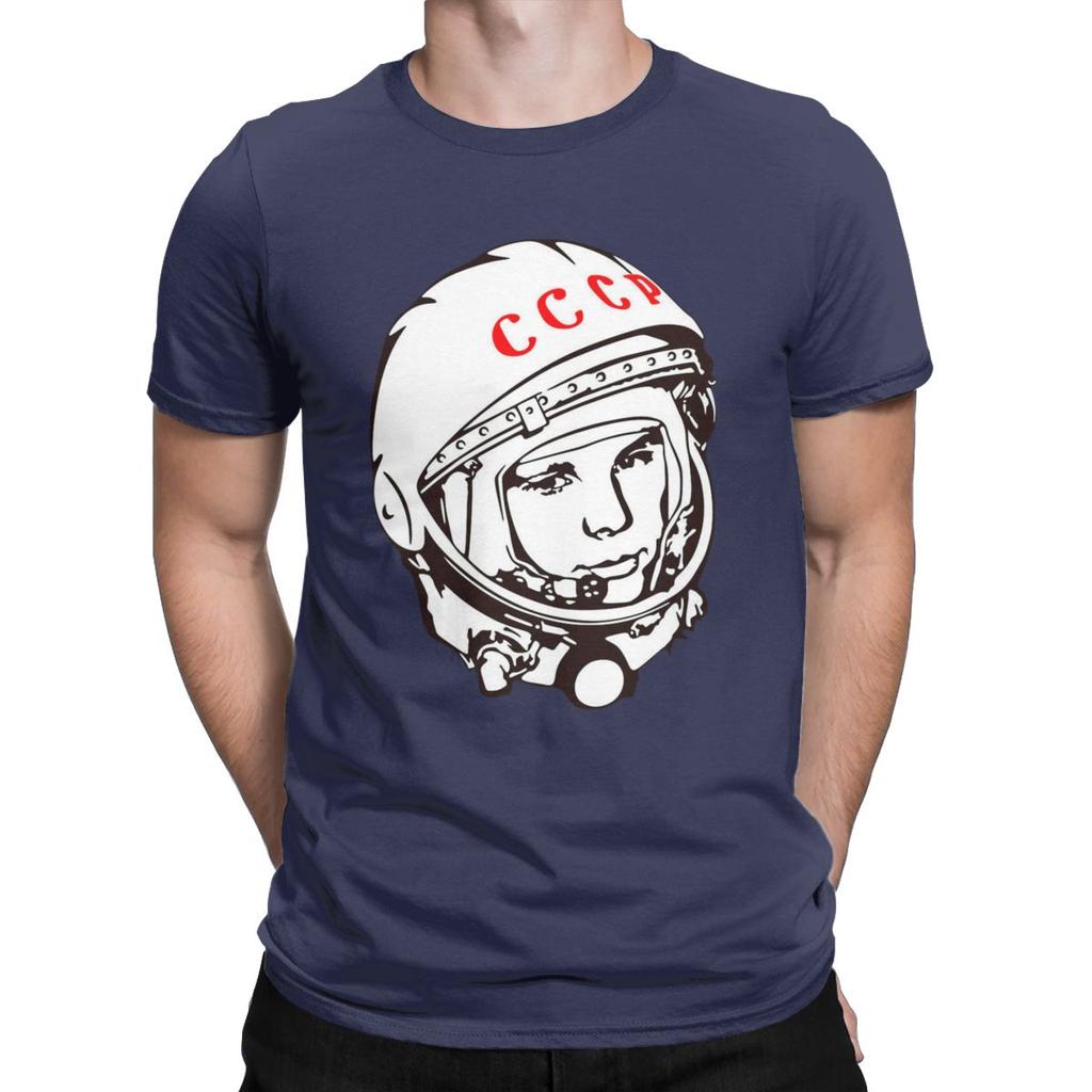 Vintage Yuri Gagarin USSR T-Shirts for Men T Shirt Cosmonaut Soviet Union Astronaut CCCP Short Sleeve Tees 4XL 5XL Clothes