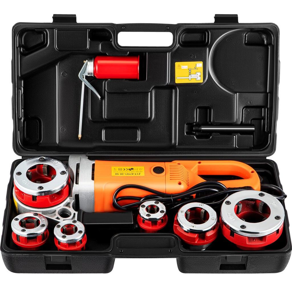 Electric Pipe Threader, 2300W Pipe Threading Machine, Heavy-Duty Hand-Held Power Drive Kit, 220V Pipe Threader Machine, Portable Pipe Threader with 6