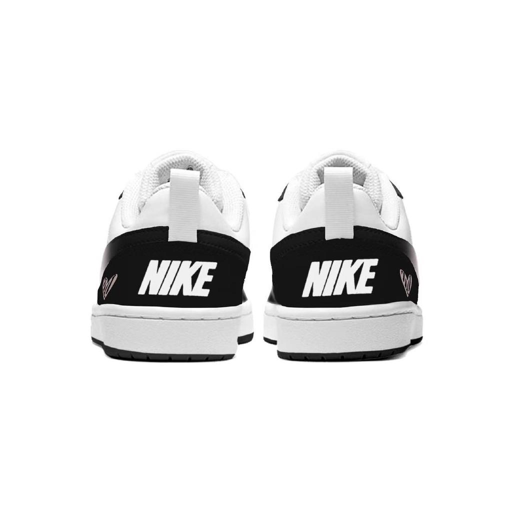 Nike Court Borough Heartbeat Shopping Bag Leather Abrasion Resistant Low top Skateboard Shoes Women's Black Pink DV5456-104(Team2278-BOX)