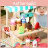 Wooden Ice Simulation Cream Cart Children Role Playing Toy Set For Imagine Play