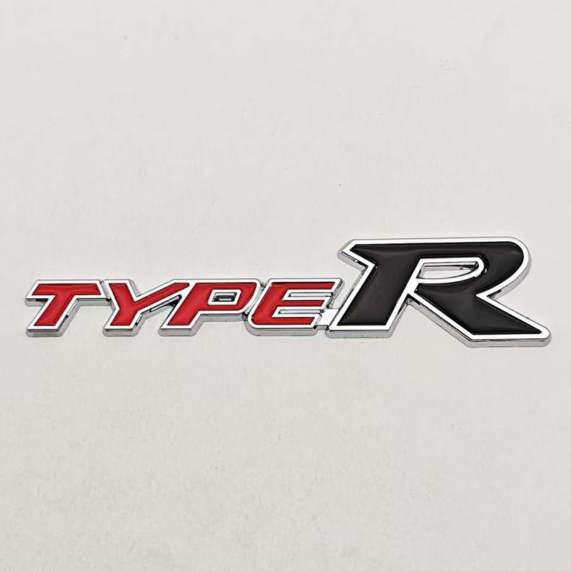 3D Metal Car Styling Type R Logo Rear Trunk Sticker Badge Emblem Decal For Honda Civic TYPE R CRV HRV Accord Fit Car Accessories ahw256