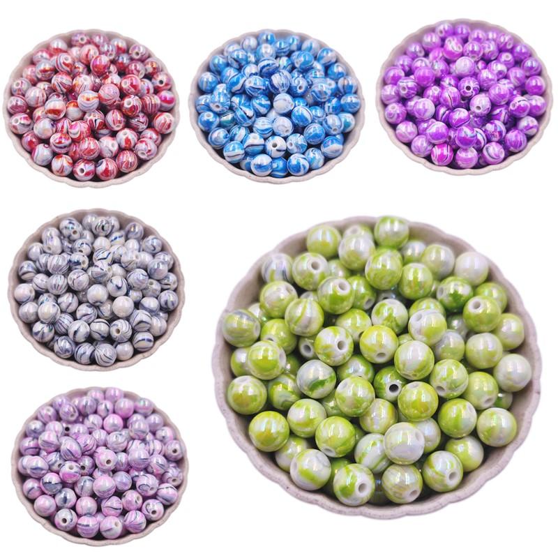 Акриловые свободные бусины подвеска 5-30 шт. 8-14 мм оптом DIY аксессуары полосатый AB ожерелье браслет для изготовления ювелирных изделий бусины
