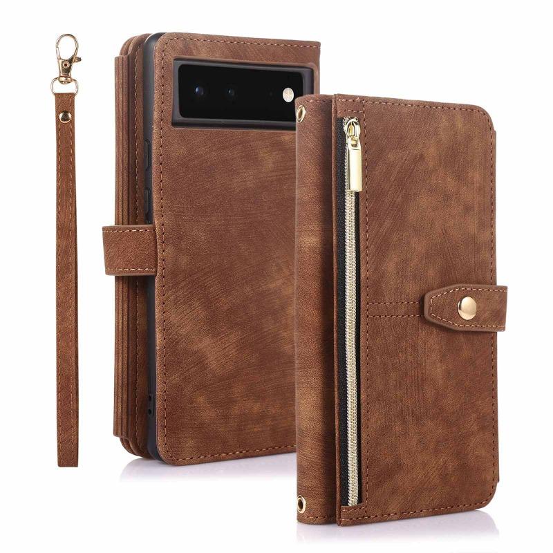 Для Google Pixel 9 Pro XL 9Pro длинный ремешок через плечо кошелек флип кожаный чехол для телефона для Pixel9 8A 7A 7 Pro 6A 8Pro застежка-молния кошелек для карт Solt Stand Shell