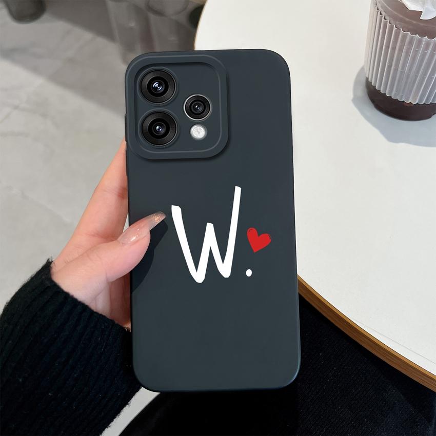 Милый Чехол для Телефона с Узором из Красных Сердечек и Букв для Oppo Reno 15 14 13 12 11 Pro 15F 14F 13F 12F 11F 5G Ударопрочный Силиконовый Чехол-Защита для Объектива Камеры