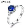 Кольца с синим сапфиром и драгоценными камнями для женщин, натуральное серебро 925 пробы, кольцо Halo Promise, обручальное ювелирное изделие для свадебной вечеринки, подарок