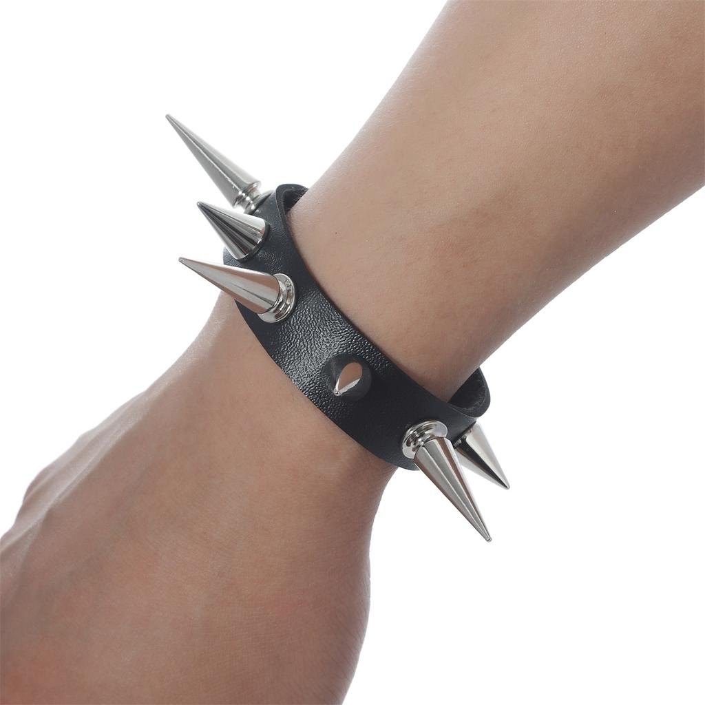 Кожаные браслеты с шипами для мужчин и женщин, панк-рок, металлические шипы, браслет с заклепками, готическая, эмо, гранж, наручные украшения