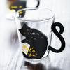 250 мл Милый Стеклянный Кофейный Набор Кружек с Черным Котом Ручка Животной Формы Кружки для Молока Воды Сока Чайная Чашка Японский Стиль Каваи Подарок для Дома