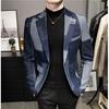 Top Quality Autumn Blazers Men Slim Fit British Plaid Formal Suit Jacket Male Party Wedding Business Slim Fit Casual Coat Tuxedo