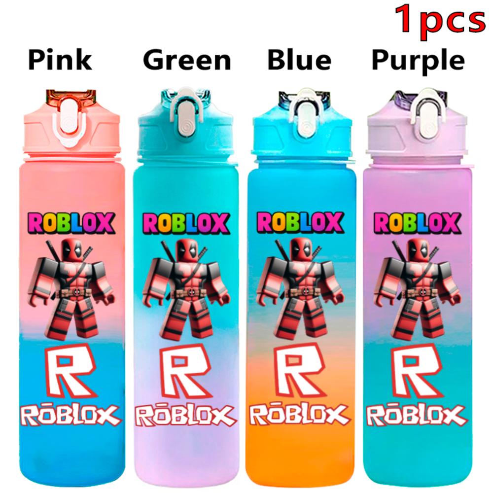 750ml Roblox Cartoon Large Capacity Gradient Color Straw Bottle Camping Drinking Tools Student Game Periphery Plastic Sports Cup