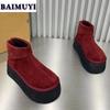 Flats Platform Women Ankle Snow Boots Cotton Shoes Brand Winter 2025 Trend Suede Casual Cozy Sneaker Plush Warm Botas Mujer