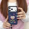 Корейский вышитый чехол из денима с сердцем и цветком для iPhone 14-17 Pro Max
