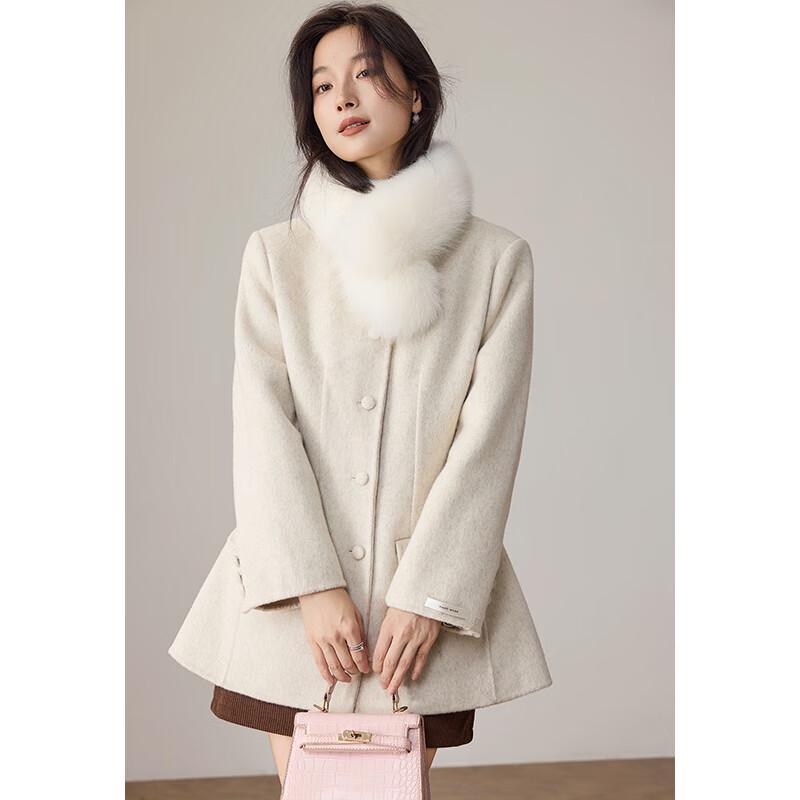 VICTORIA&VERA Женское короткое пальто из смесовой шерсти с воротником из лисьего меха