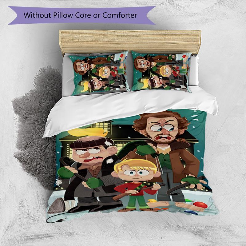 Home Alone 3pcs Bedding Set Duvet Cover Closure Includes 1 Duvet Cover & 2 Pillowcases for All Seasons Bedroom Home Dorm Decor