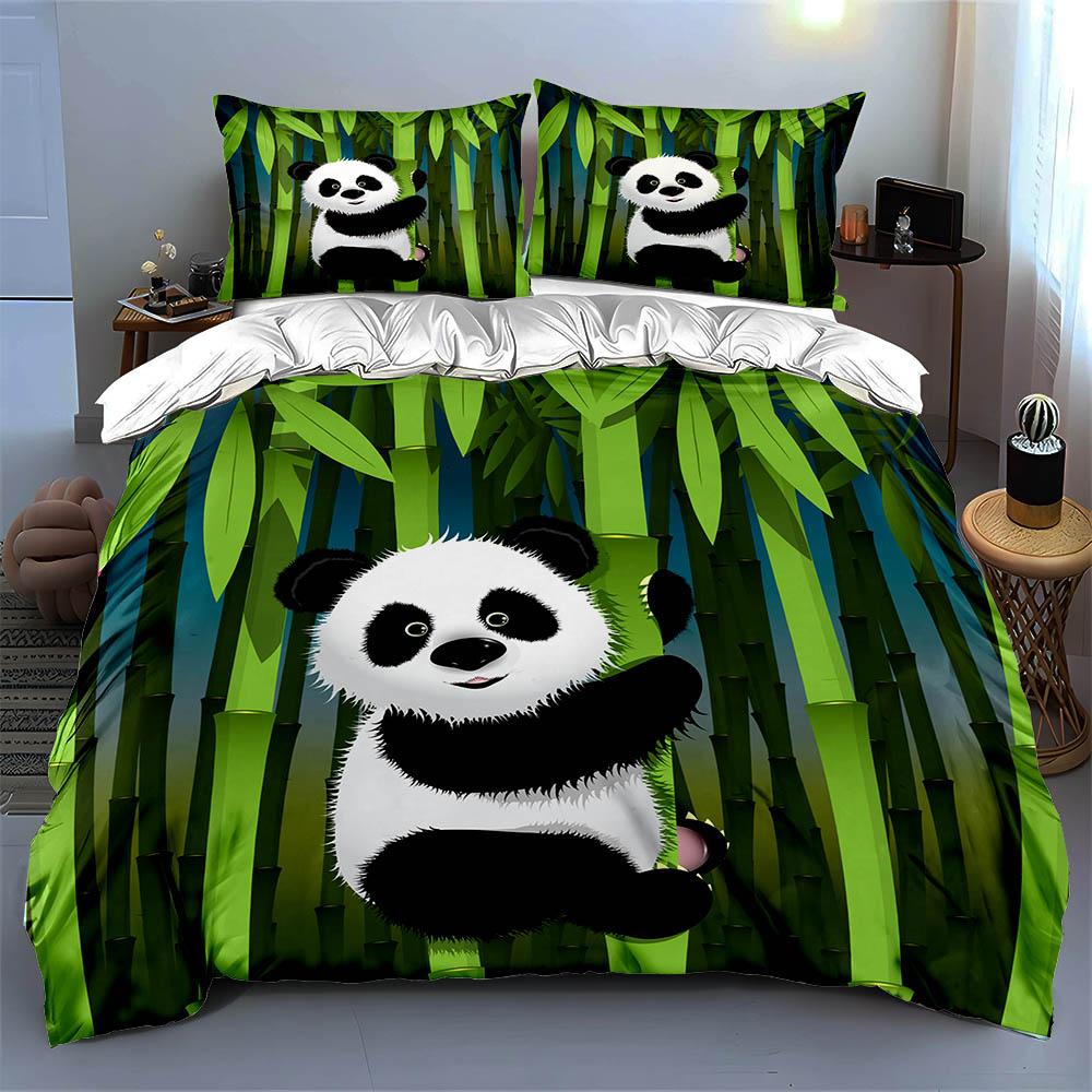 Panda bamboo design. Bedding Duvet cover sets Duvet covers Pillowcases gifts (1 * Duvet Cover 2 * Pillowcases, without duvet insert)