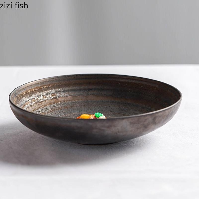 Vintage Frosted Ceramic Dining Plate Restaurant Dessert Plate Salad Plate Pasta Plates Soup Plates Molecular Cooking Tableware