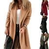 2025 Women's Autumn/Winter Long Woolen Overcoat with Tie-Waist, Plus Size