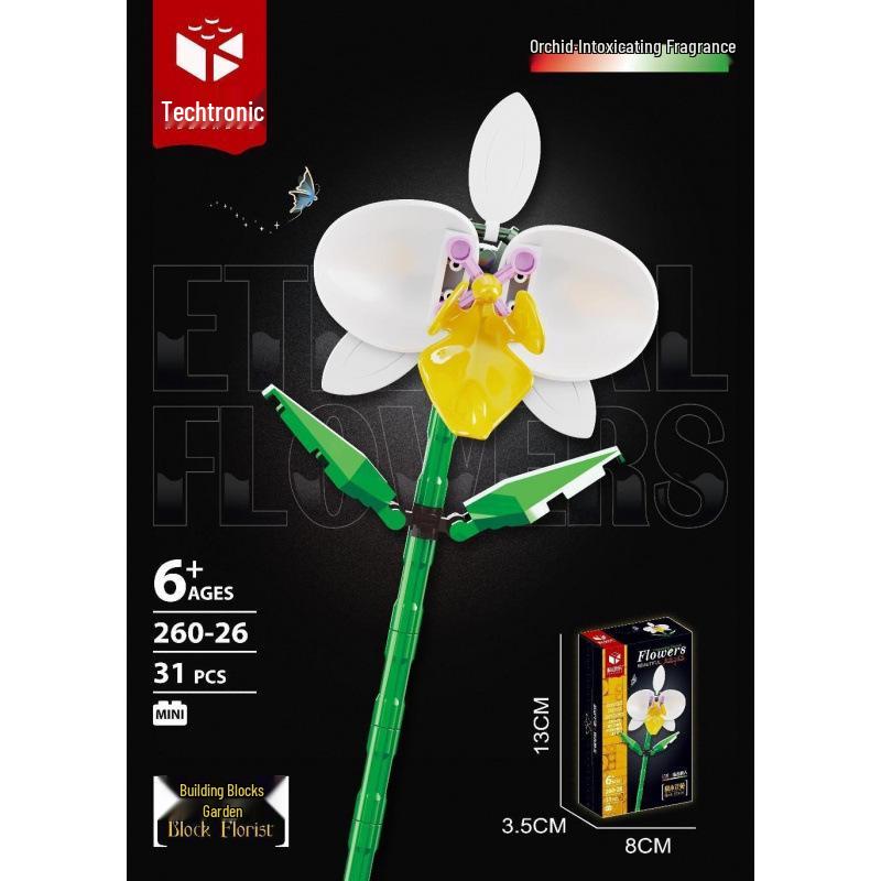 Tulip Lego-Compatible Everlasting Flower Building Blocks: Puzzle Ornament Potted Plant Toy, Valentine's Day Rose Gift.