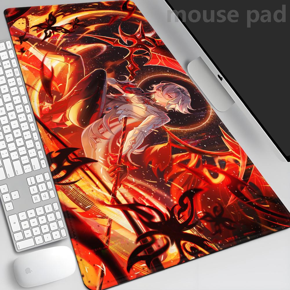 Anime Arlecchino Mouse Pad Large NonSlip Gaming Desk Mat Laptop Keyboard Tray Office Pc Genshin Impact Rubber Black