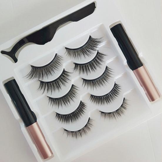 1 Set Magnetic Eyelashes with Eyeliner Tweezer Natural Looking Magnetic Fake Lashes with Applicator Tool Women Girls Eye Makeup Tools