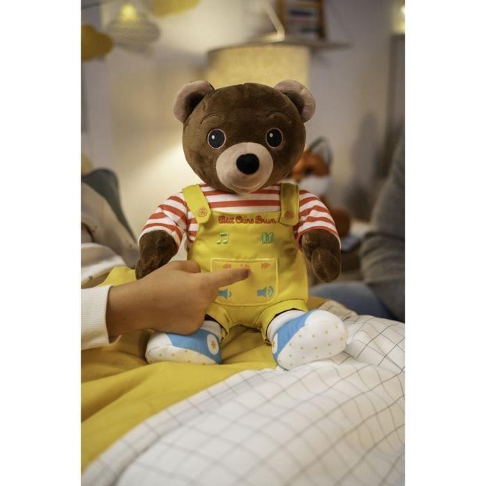 Gipsy Toys - Petit Ours Brun – Musical Talking Plush Storyteller - 28 Cm – Brown Yellow Red