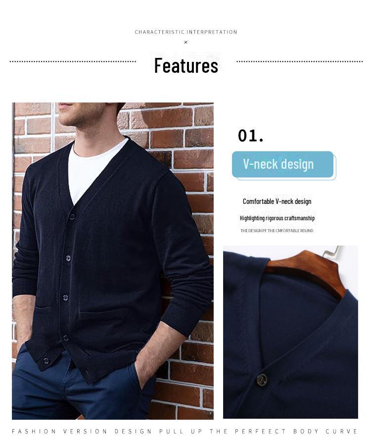 Мужской шерстяной трикотажный кардиган с длинными рукавами и жилетом