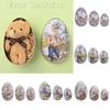 2024 Easter Egg Metal Candy-Box Bunny Printed Novelty Easter Egg Shaped Easter Ornaments Easter Decorative Products Tin Eggs