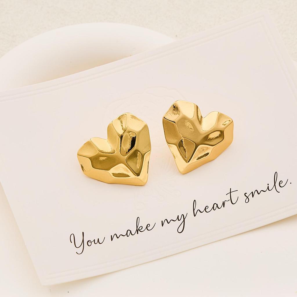 Геометрические полосатые серьги-гвоздики в форме сердца из нержавеющей стали для женщин