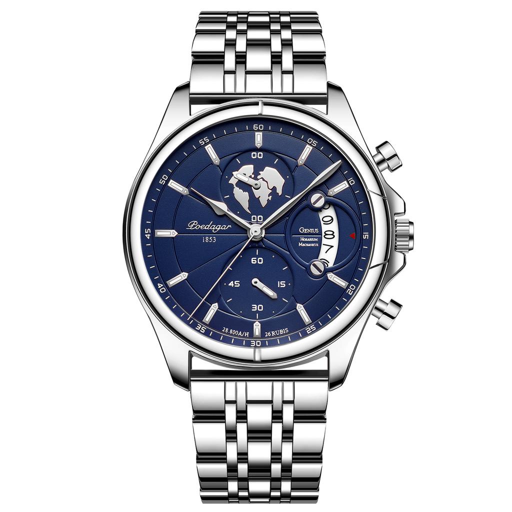 POEDAGAR Top Original Men Watch Chronograph Waterproof Date Quartz Luxury Watches Stainless Stain Business Male Wristwatch