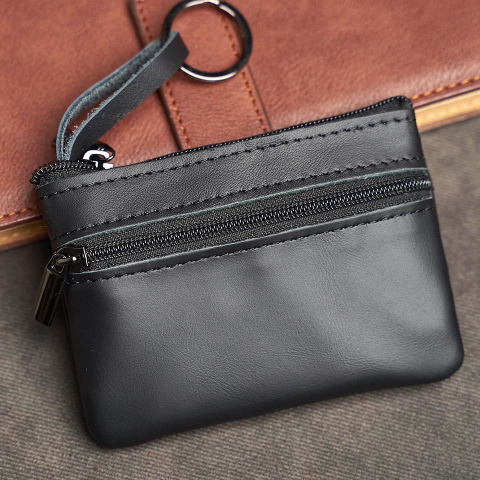 Мини-кошелек из натуральной кожи, сумка для карт из коровьей кожи, кошелек ручной работы на молнии, чехол для ключей от машины, короткий женский кошелек, чехол для ключей