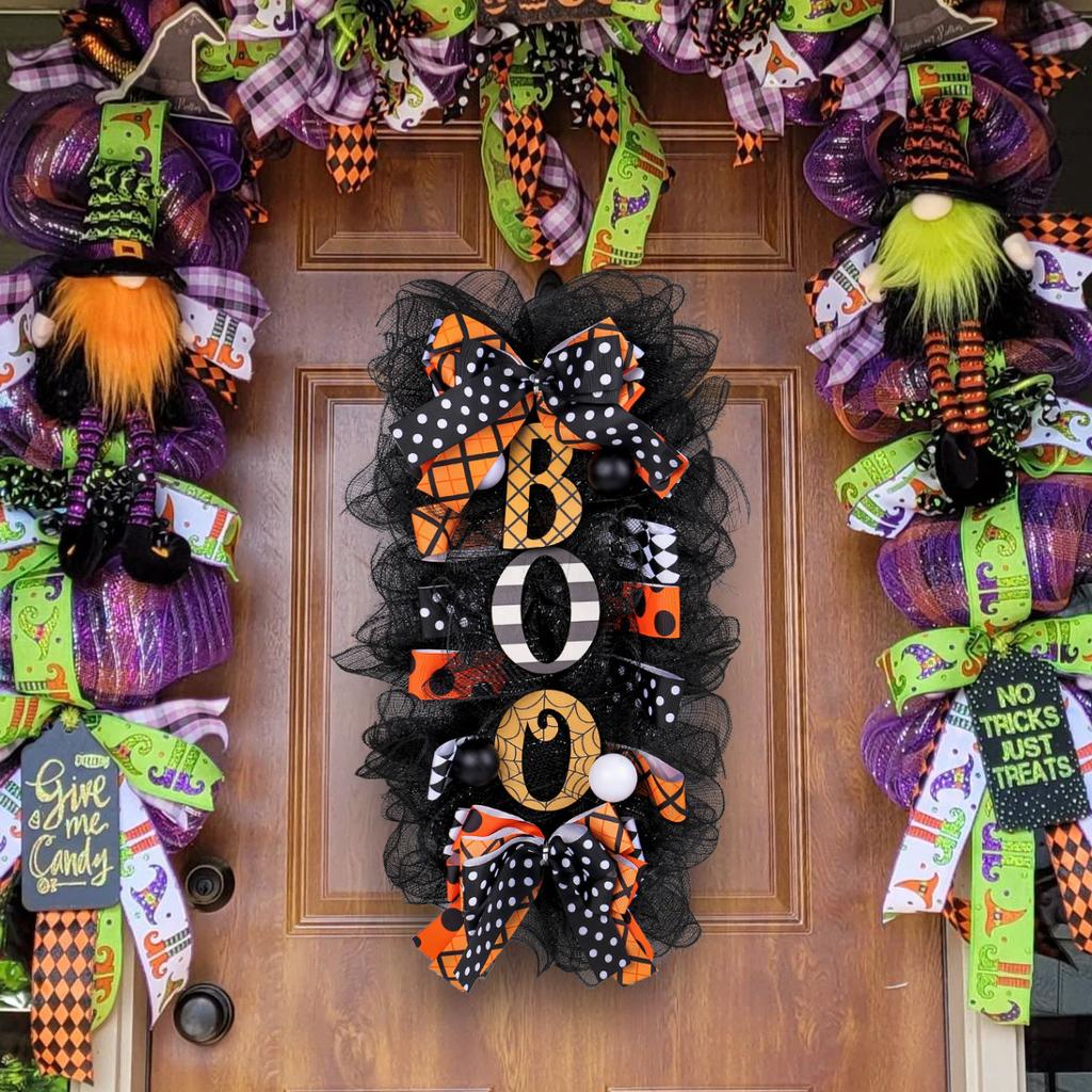 Halloween Wreath Door Hanging Wreath Ghost Festival Thriller Pumpkin Wreath Door Number Garden Decoration Pendant