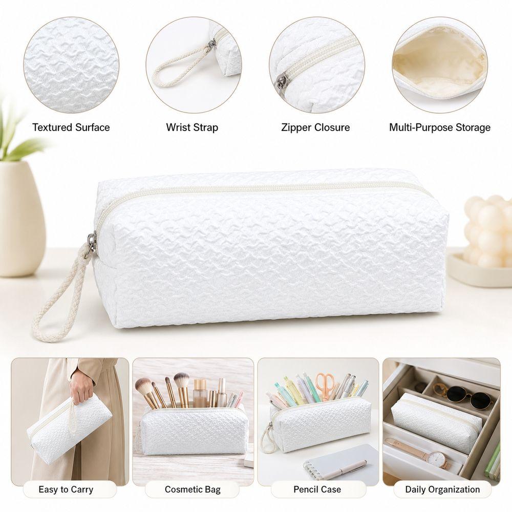 Zipper Closure Zipper Pouch Textured Surface Pencil Case High Quality Makeup Bag Makeup Storage