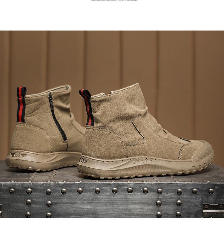 2023 Autumn Martin High-Top Men's Non-Slip Black Leather Work Shoes - Dirt-Resistant & Casual