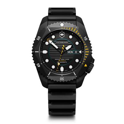 Часы DIVE PRO с автоматическим заводом, черный корпус из титана с PVD-обработкой, черный циферблат, черный каучуковый ремешок, водонепроницаемые часы с автоматическим аналоговым механизмом