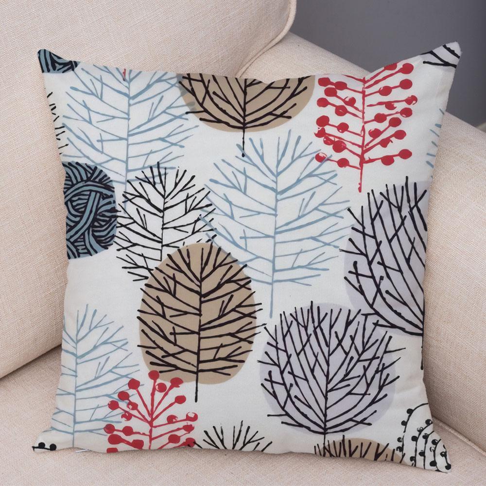 Абстрактное искусство, декоративная наволочка с геометрическим растением, деревом, цветком, диван, домашняя автомобильная наволочка