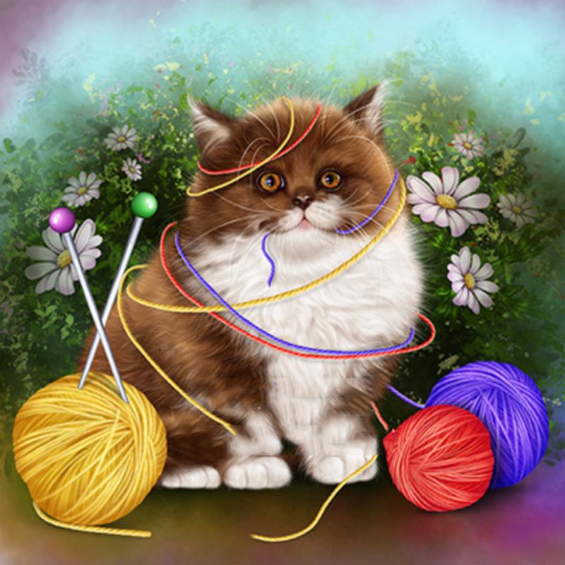 5D DIY Алмазная картина Кошка Наборы для вышивки крестом Алмазная вышивка Животное Рукоделие Мозаика Полный квадрат Декор для дома