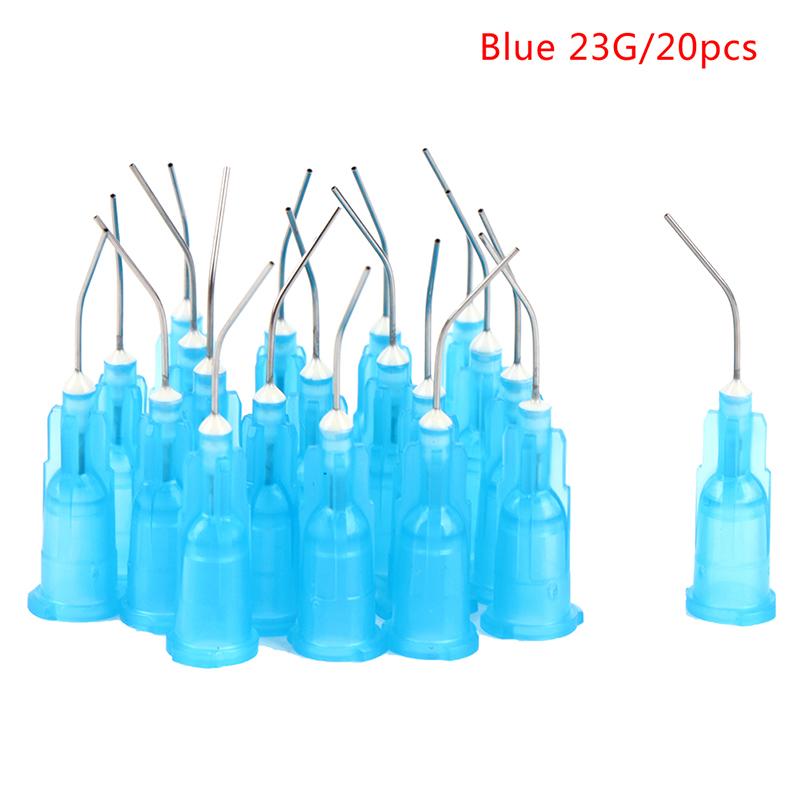 20Pcs Dental Irrigation Bent Needle Tips Flow Etchant Resin Delievery Syringe