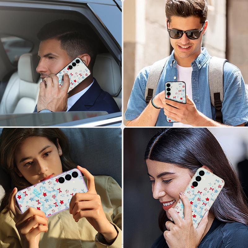 Чехол с узором из синих звезд и бантиков для Samsung Galaxy S25 Ultra S24 S23 S22 Plus S21 S25 FE Магнитный для MagSafe Мягкий силиконовый чехол