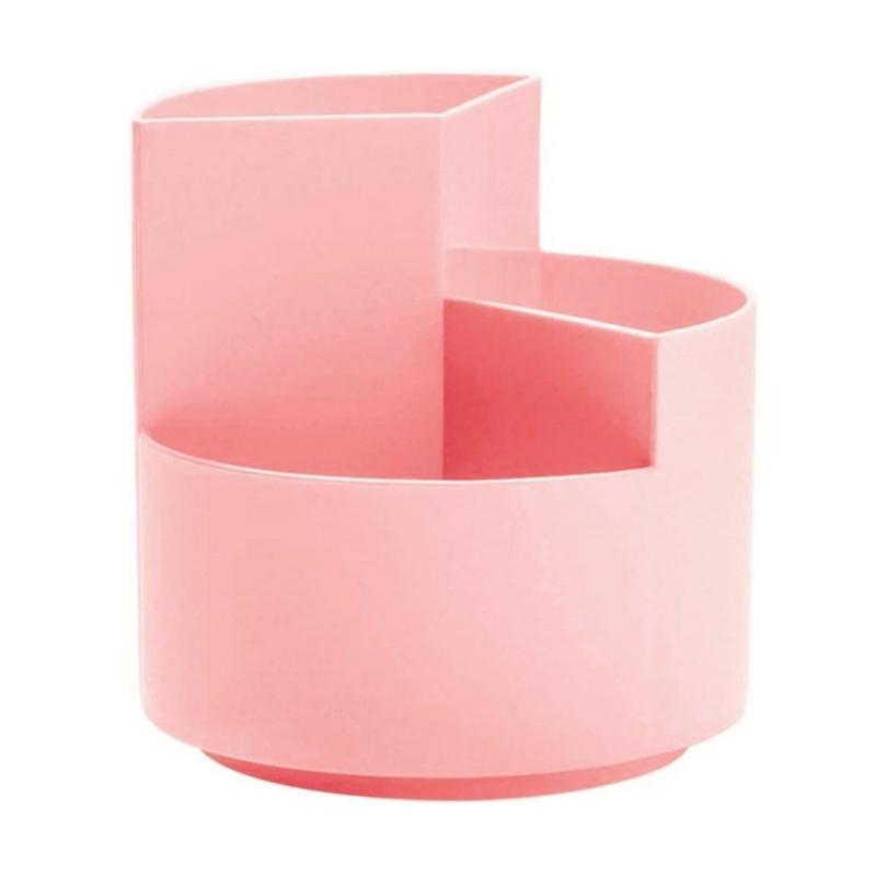 Large Capacity 360° Rotating Pen Holder Desk 3-Grid Pencil Storage Box Organizer Makeup Brush School Pen Stand Office Storage