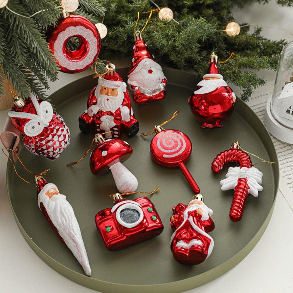2PCS Santa Clause Xmas Ornament Ball Plastic Xmas Baubles Christmas Tree Ornament Scene Making